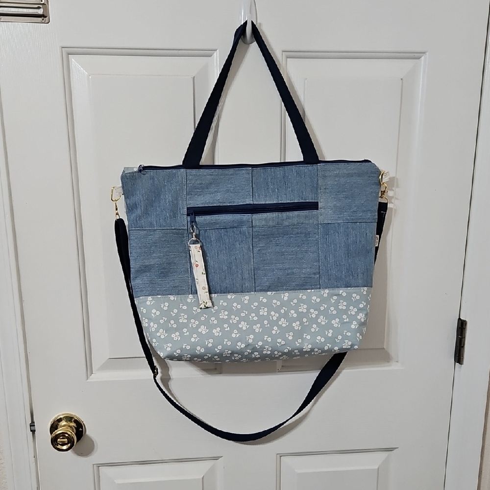 Blue Patchwork Tote Bag